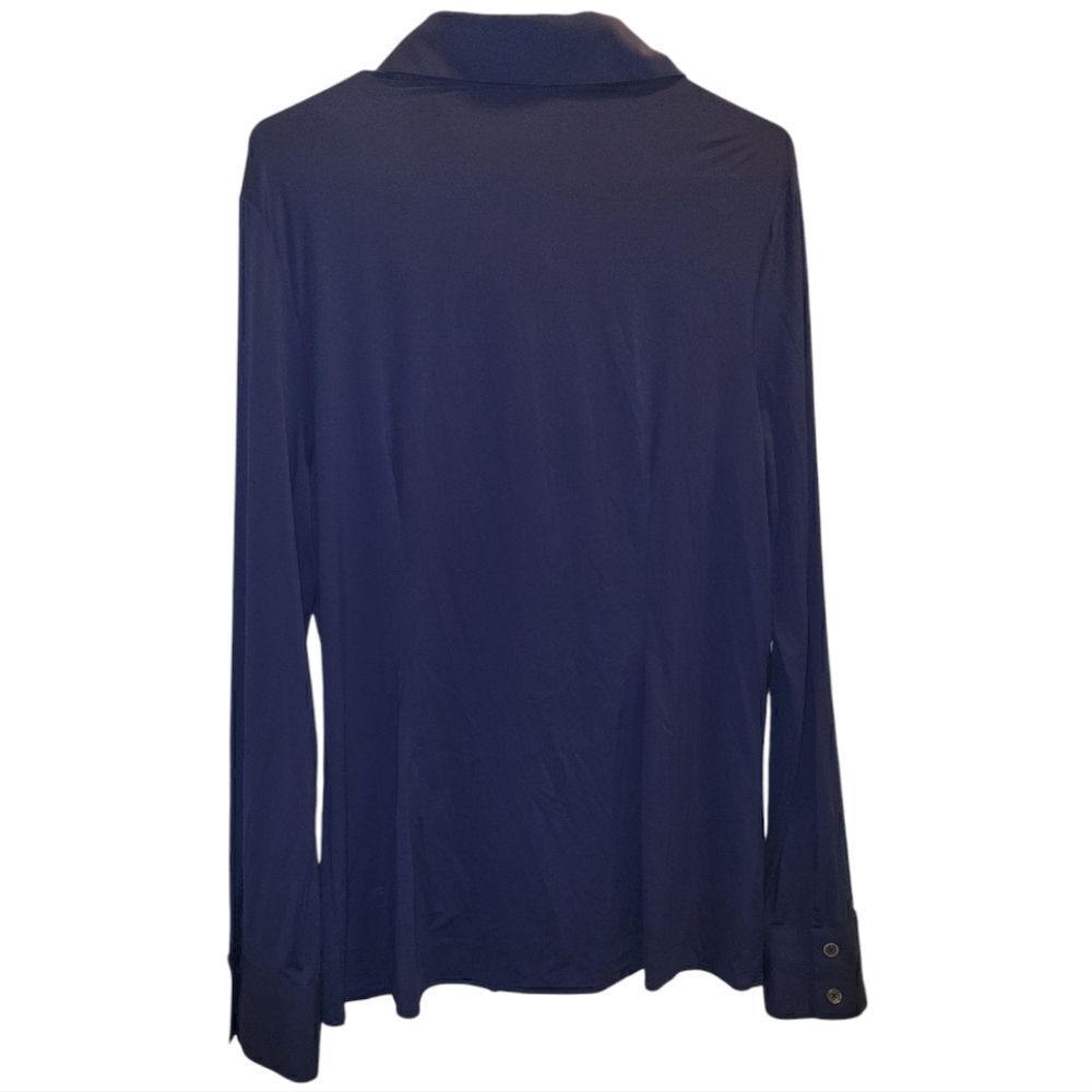 Luxeire The Classic Button Up Blouse Top shirt Navy XL - Picture 4 of 12
